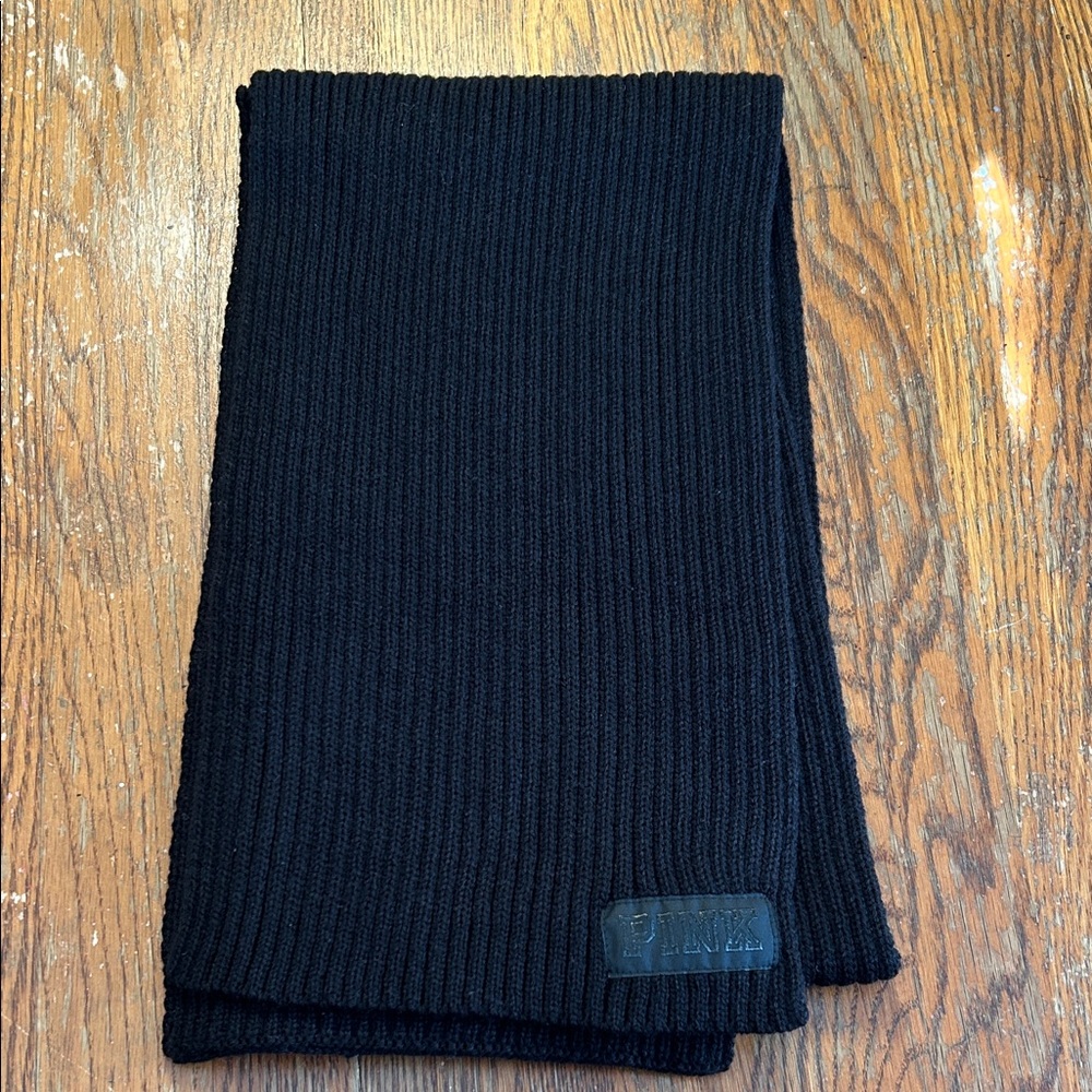 PINK Victoria's Secret women’s Black Ribbed Scarf